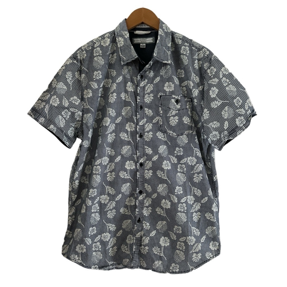 PD&C Blue and Bone White Tropical Print Short Sleeves Shirt sz Large